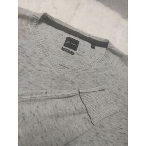 Men's J.B. Heath Standard M Grey Black Speckled V-Neck Sweater